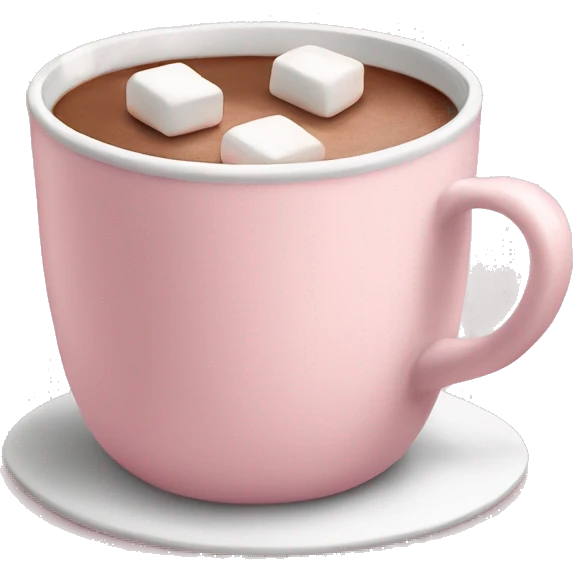 Light Pink mug of hot chocolate with marshmallows  emoji