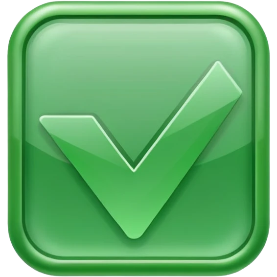 green checkmark in the form of a checkbox, simple, clear, no text emoji