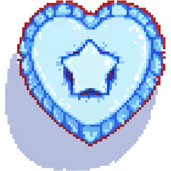 A red 3D heart with a bright glowing blue star inside emoji