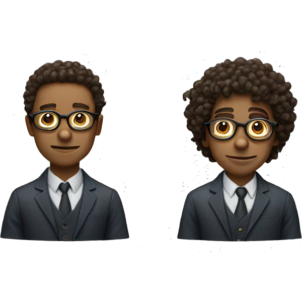 twin internn between two male : one with glasses, the other with curly hairs emoji