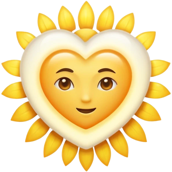 white heart with a sun emoji