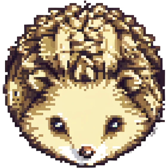 simple and cute pixel art hedgehog, 8-bit style emoji