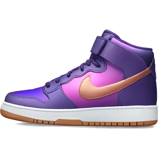 Realistic pair of metallic dark purple to rose gold ombre Nike Sneakers facing front. emoji