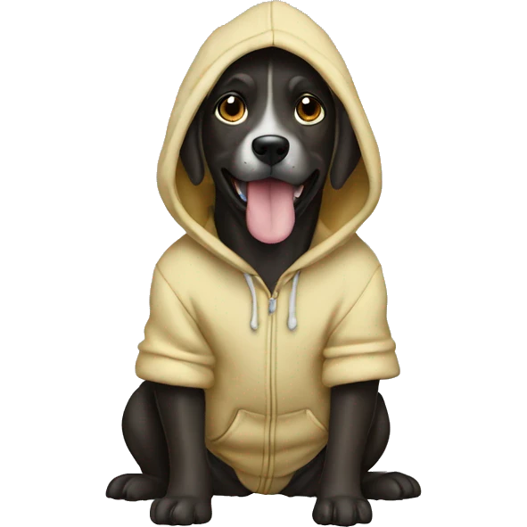 Dog vearing hoodie emoji