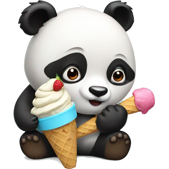 Panda eating ice cream emoji