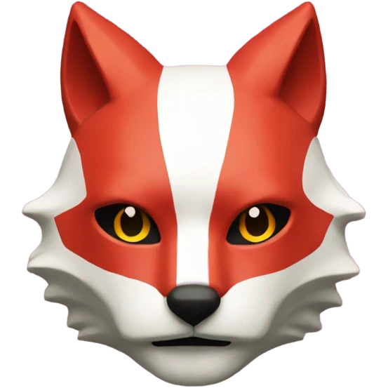 red kitsune mask with stripes on sides emoji