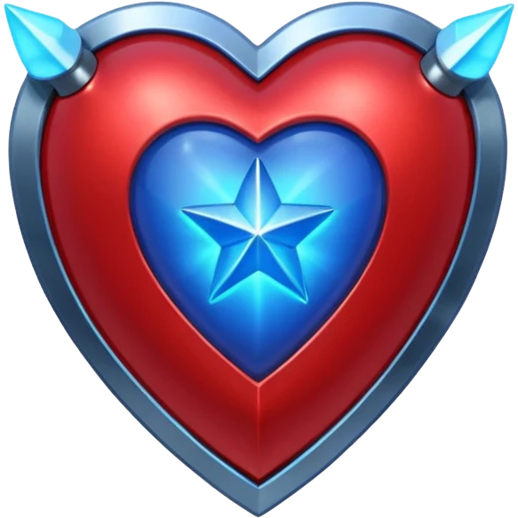 A red armor heart with a glowing blue star in the center emoji