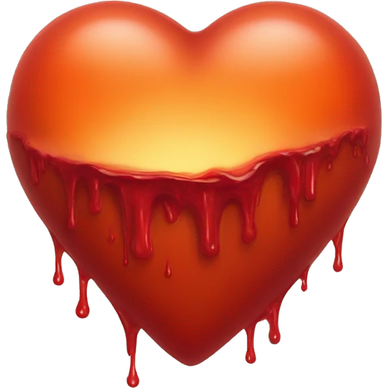 bleeding red heart shape glowing red-orange emoji