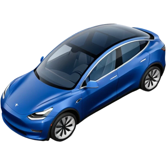 A Tesla Model Y parallel parking at a curb, from above emoji