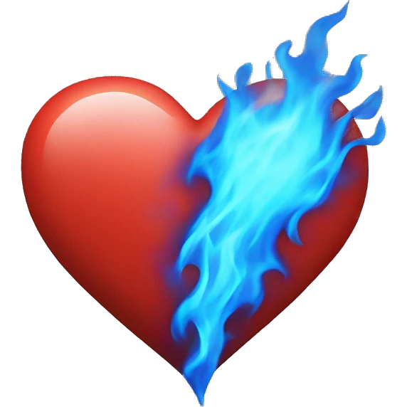 red heart inside blue fire emoji