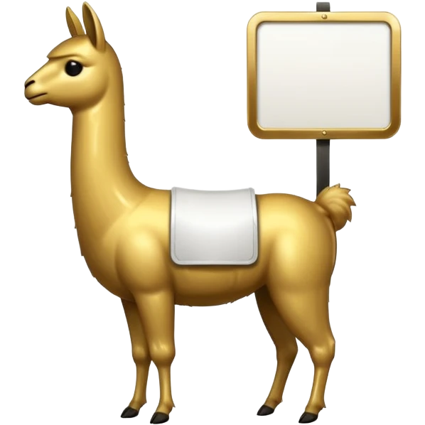 A small golden llama silhouette with a white sign that says RAID over it emoji