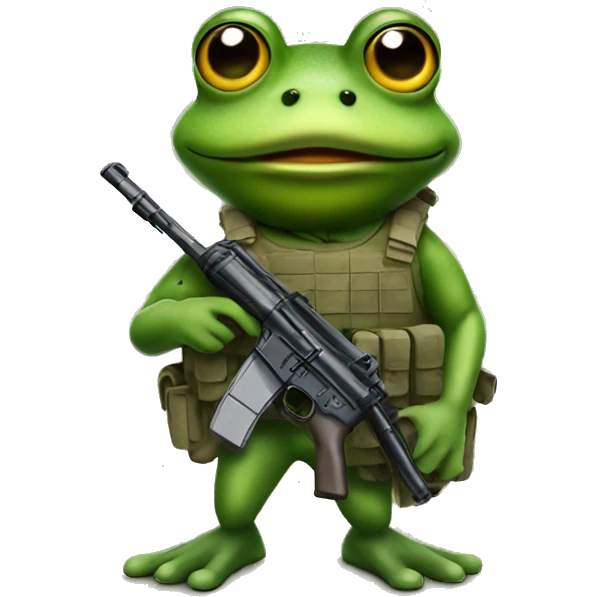 frog with gun in the army  emoji