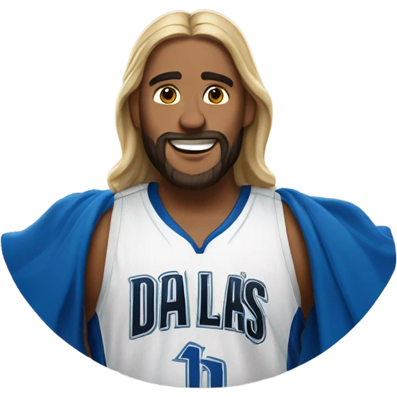 An emoji that looks like Jesus with a Dallas mavericks jersey  emoji