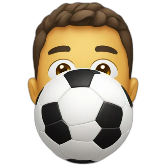 A mixture of a soccer ball and a face emoji