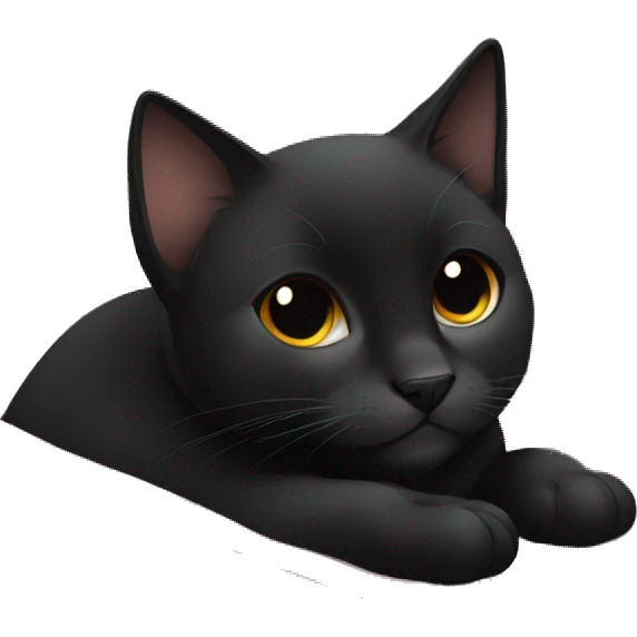 Cute black cat laying on a blanket emoji