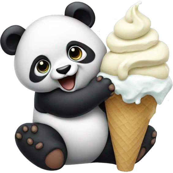 Panda eating ice cream emoji