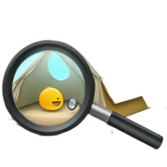 With tent with magnifying glass emoji