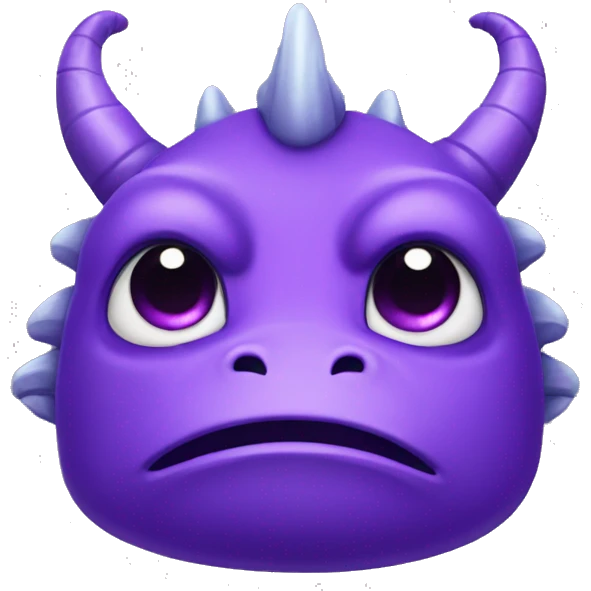 a sad crying back - purple dragon head with teary eyes emoji