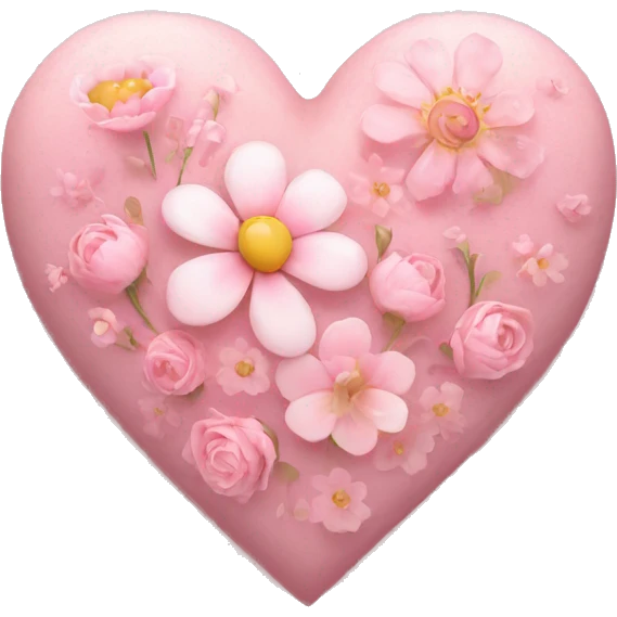 Delicate pink heart and flowers inside emoji