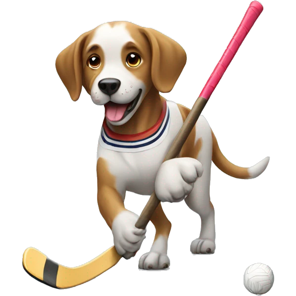 Dog playing hockey  emoji