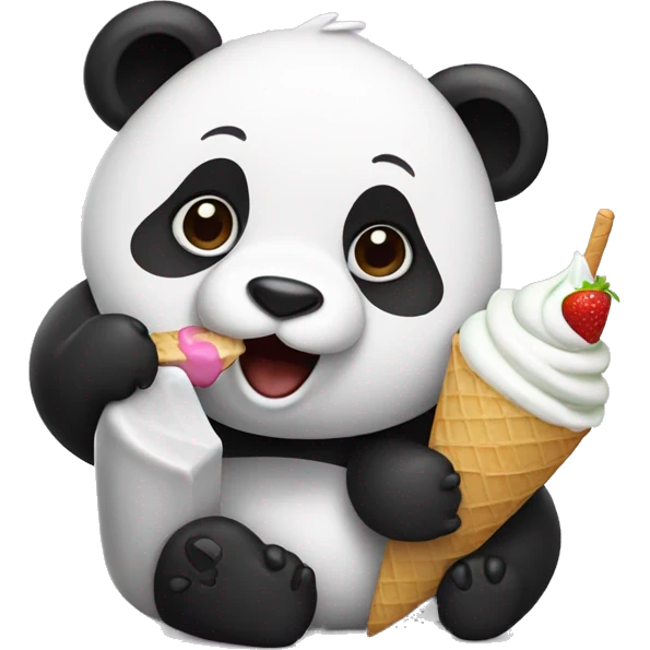Panda eating ice cream emoji