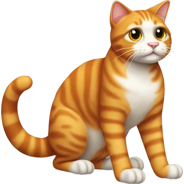 Fully ginger cat standing on his paws and looking right in front of him. View from the side. Like this emoji 🐈‍⬛ emoji