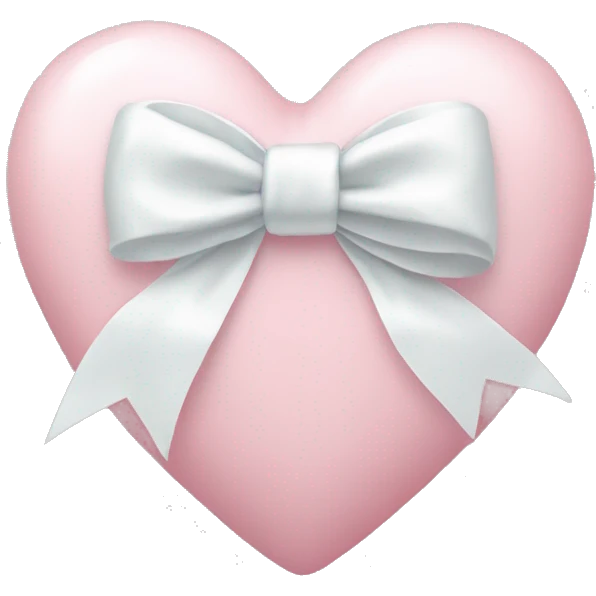 Pastel pink heart with white bow emoji