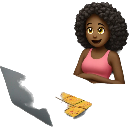 girl in bed watching on laptop with snacks emoji