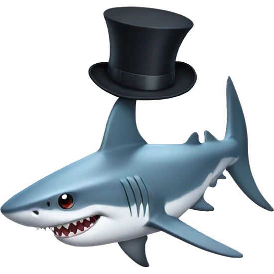Shark with a top hat emoji