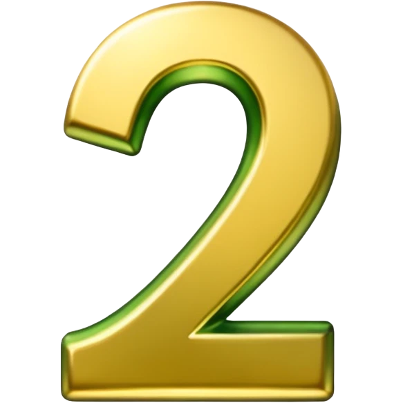 number two in golden and green shadows emoji