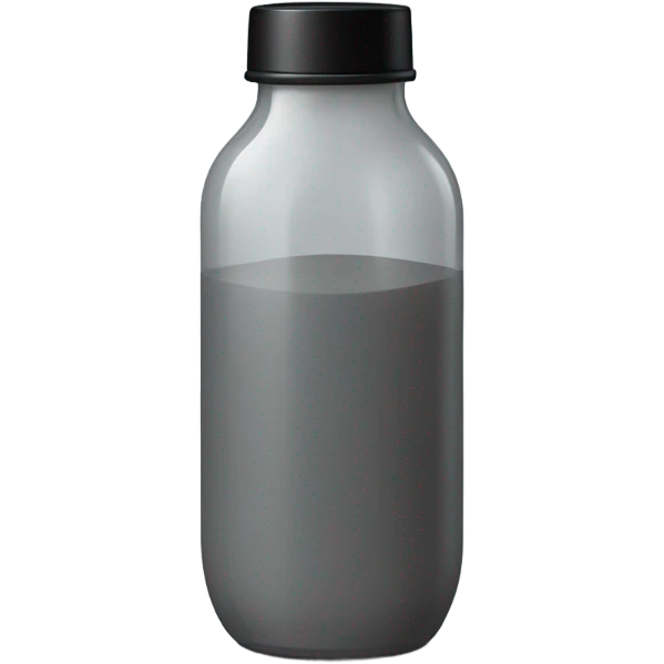 body wash in tall opaque grey slight  hourglass bottle with black flip lid  emoji
