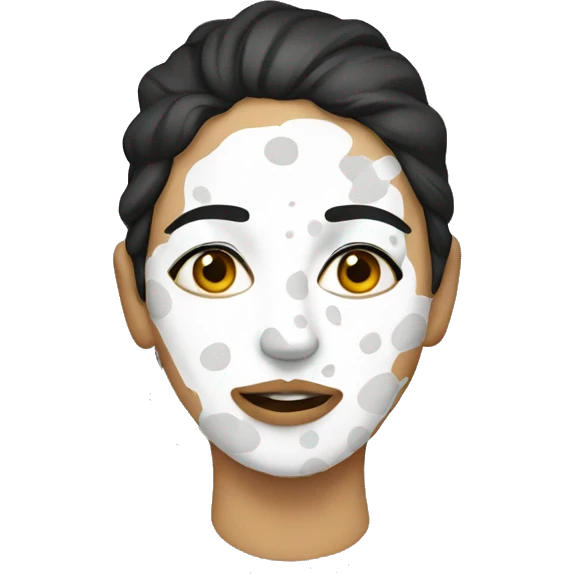 Woman with white splattered on her face emoji