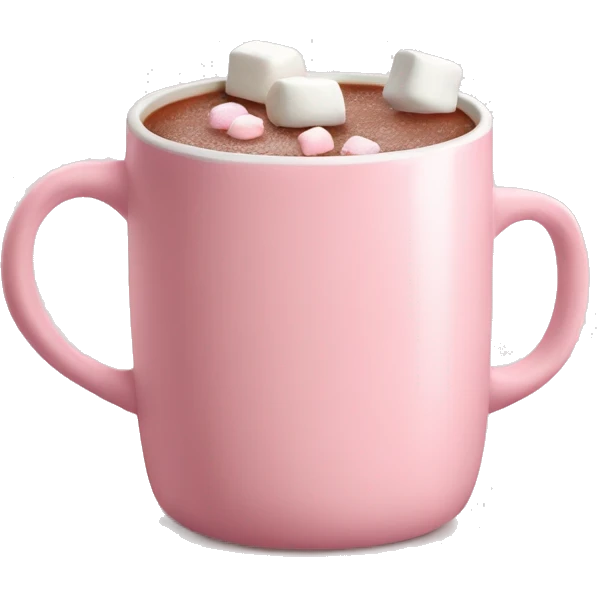 Light Pink mug of hot chocolate with marshmallows  emoji