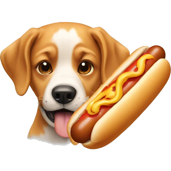 Dog eating hot dog emoji