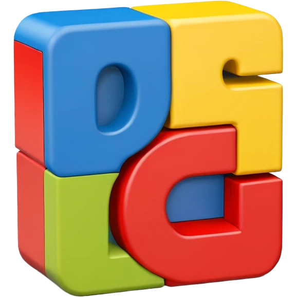 3D letter blocks, similar to alphabet blocks, to create a more dynamic and modern look. with the letter G emoji