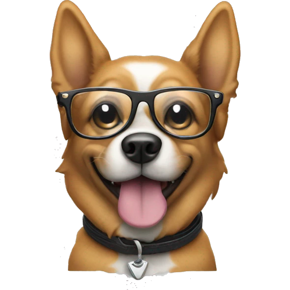 Dog with glasses and a motorcycle emoji