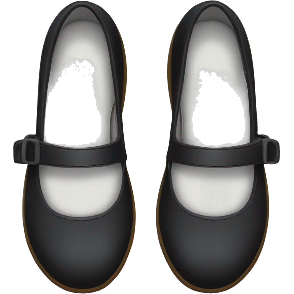 Pair of Black Mary Jane’s flat schoolgirl shoes emoji