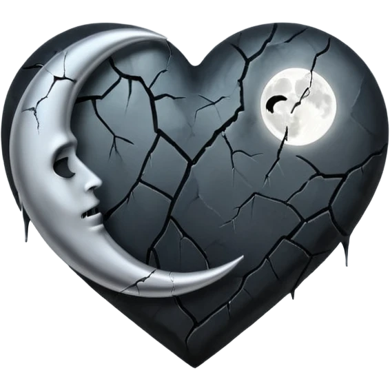 emo heart with crescent moon and mist emoji