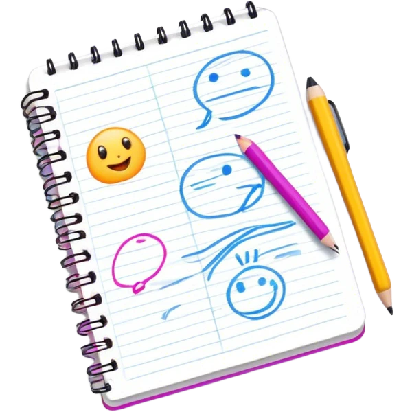 a notebook with lots of sketches emoji