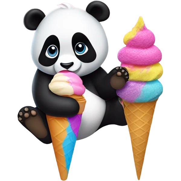 Panda eating ice cream emoji