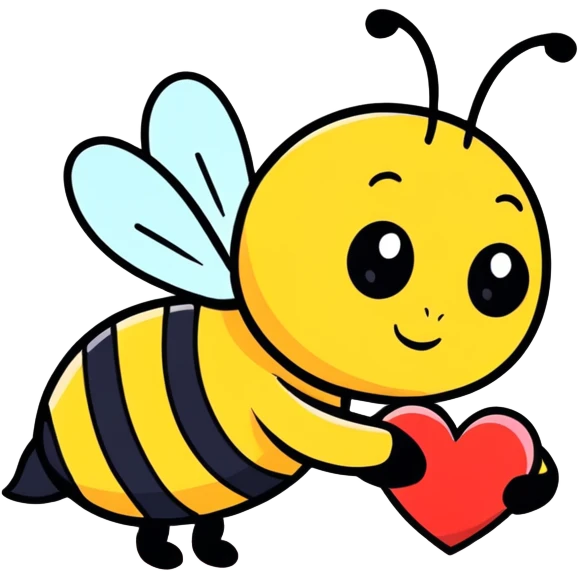 Bee holding a heart emoji