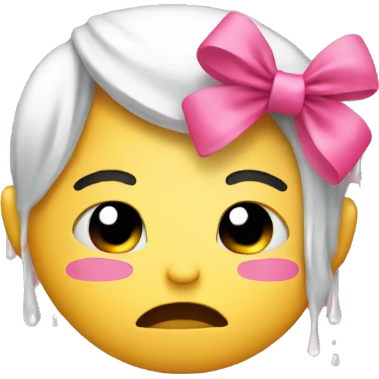 Crying emoji with pink bow  emoji