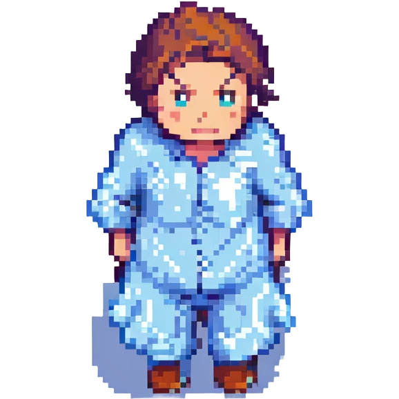 a man becoming frozen, each stage more icy, pixel art style, simple and clear expressions emoji