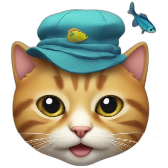 cat with a fishhat emoji