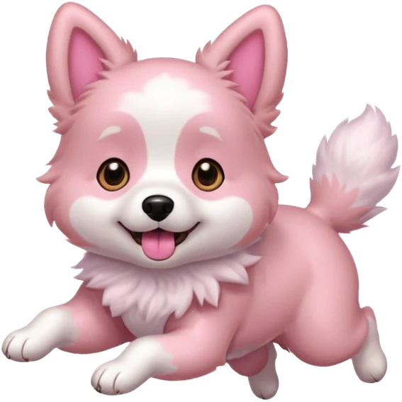 pink girly dog jumping in the air emoji