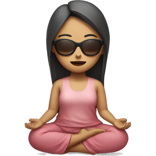 asian girl  meditating with shades emoji