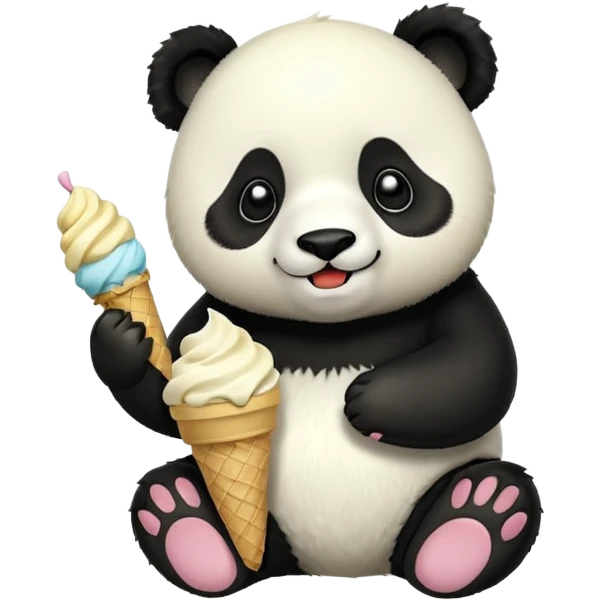 Panda eating ice cream emoji