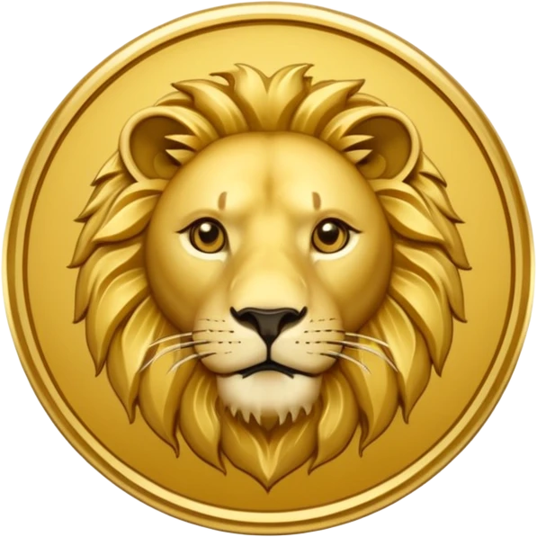 Fais un emoji de pièce d'or ronde avec l'inscription "F" dessus et un lion très détaillé gravé sur la pièce. Le F et le lion doivent être très lisible ainsi que les détails autour de la pièce.Le lion doit être gravé et en 2D il doit pas ressortir, il doit être subtile, le F doit être très visible emoji