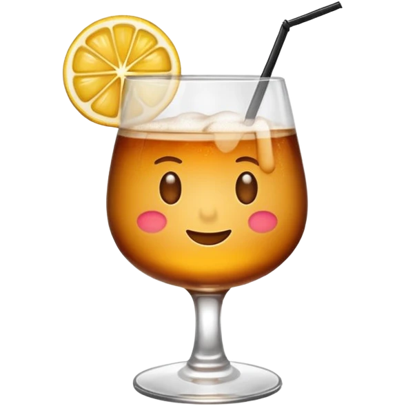 Emoji with an amaretto sour cocktail whiskey glass emoji