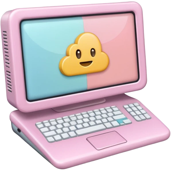 Create a cute, small 3D sticker in a realistic digital illustration style, with soft textures and pastel colors. Object:computer
 emoji